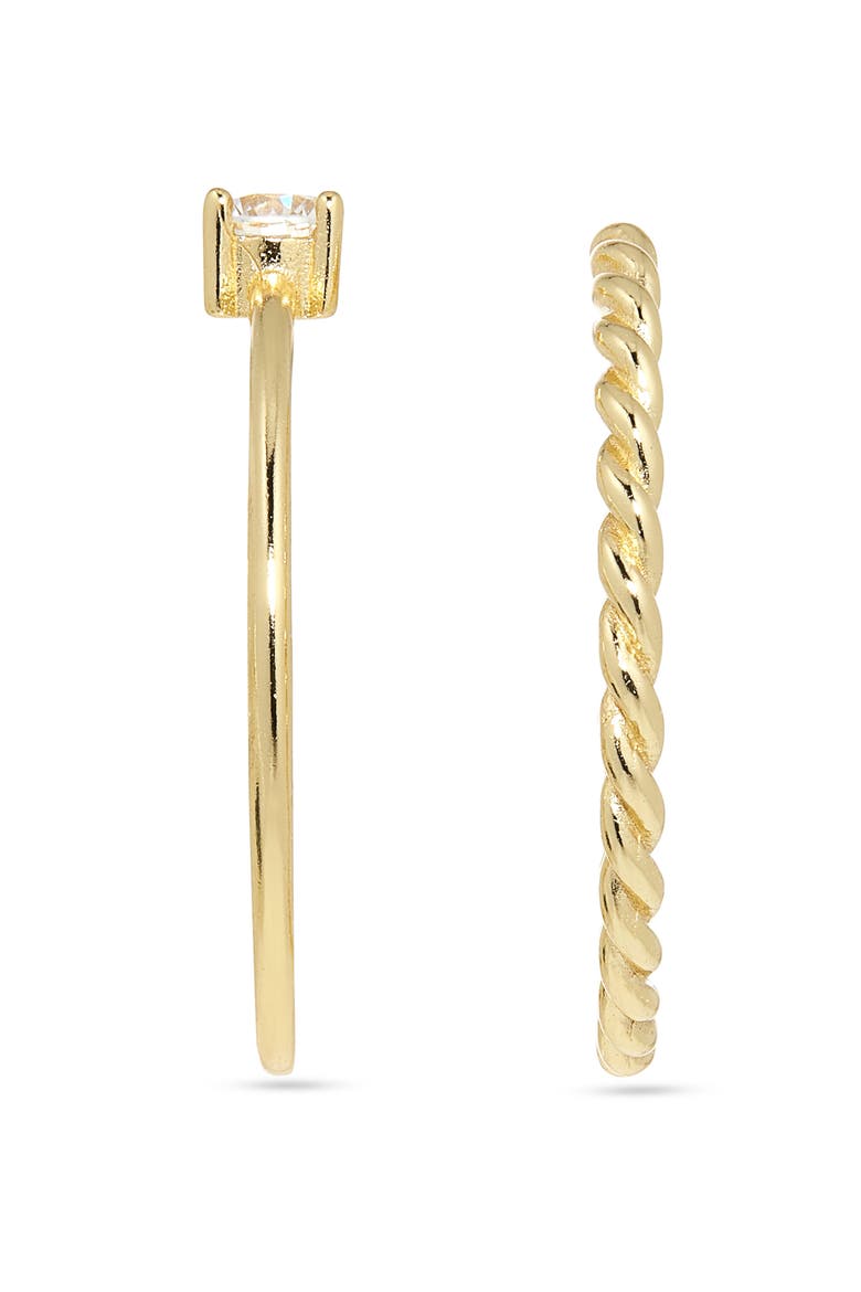 Set of 2 Solitaire Stacking Rings, Alternate, color, GOLD