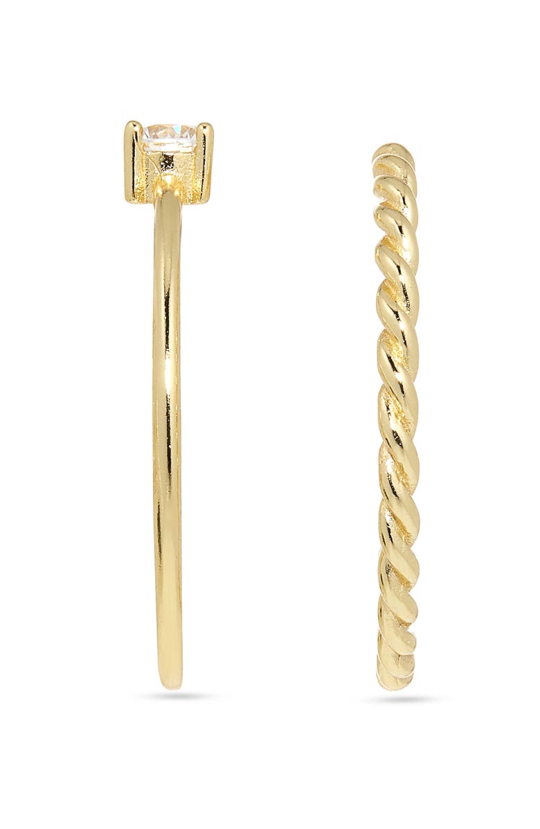 ARGENTO VIVO Set of 2 Solitaire Stacking Rings, Alternate, color, Gold