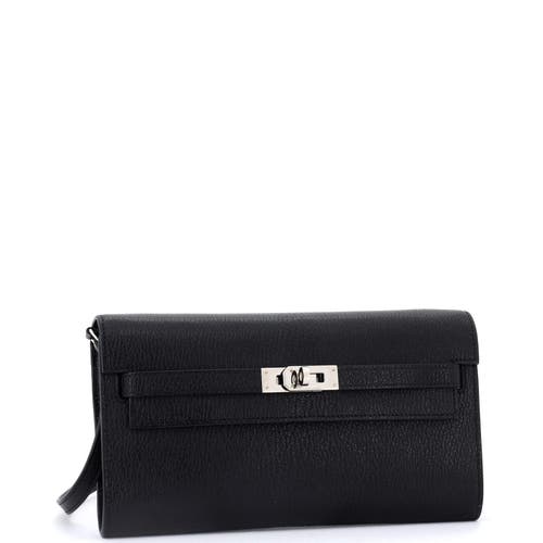 Pre-owned Hermes Hermes Kelly To Go Wallet Chevre Mysore In Black