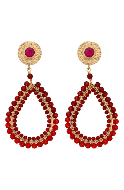 Crystal Beaded Teardrop Earrings