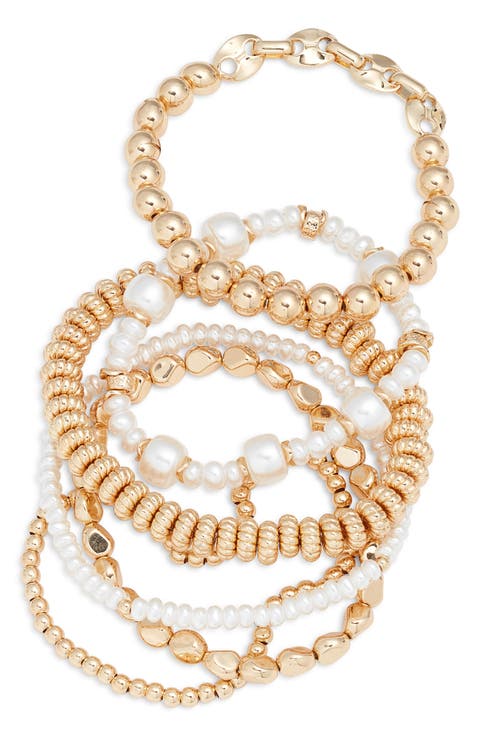 Set of 6 Goldtone Stretch Bracelets