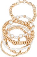 Open Edit Set of 6 Goldtone Stretch Bracelets