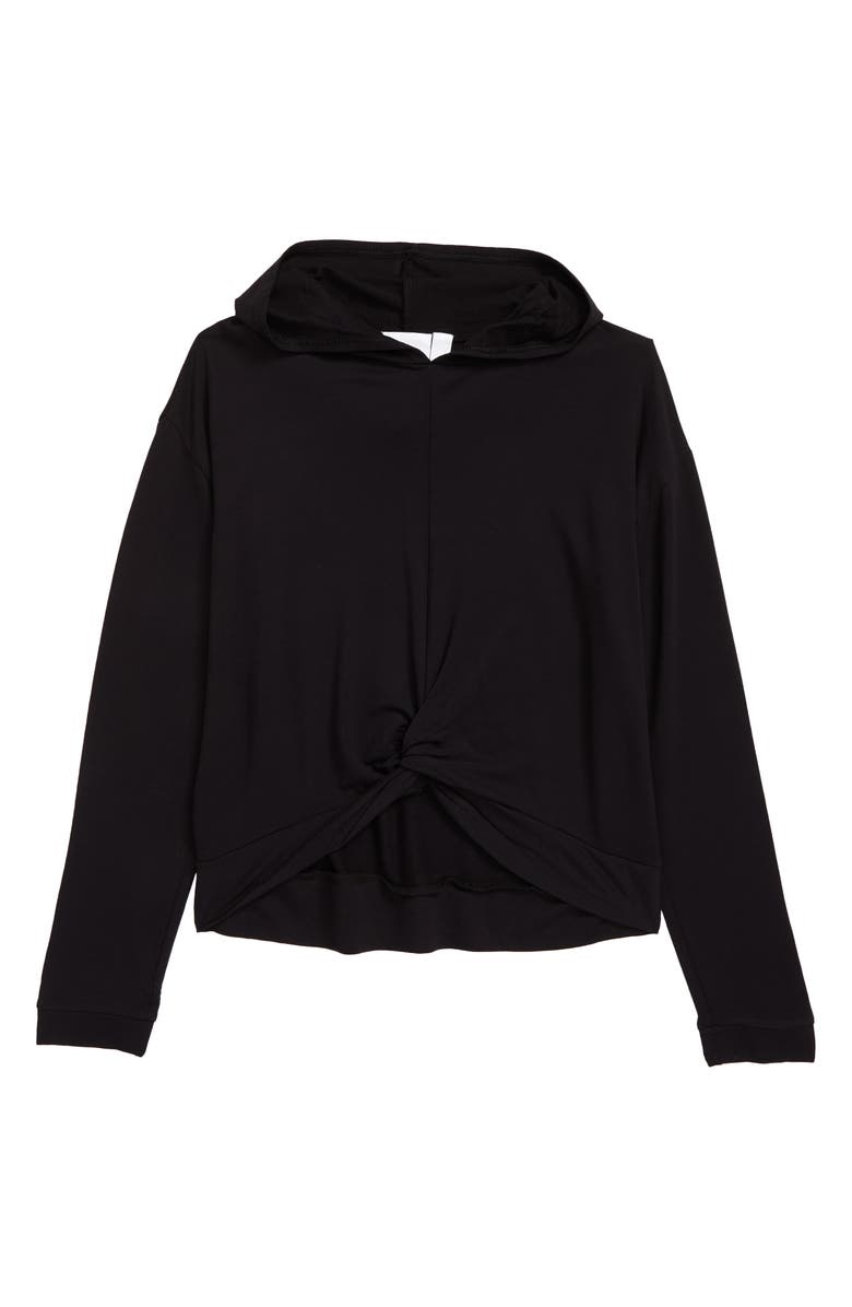 Zella Girl Kids' Take It Easy Twist French Terry Hoodie, Main, color, 
