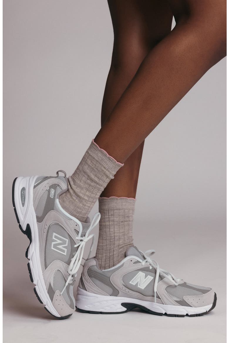 Assorted 2-Pack Scalloped Rib Crew Socks, Alternate, color, GREY