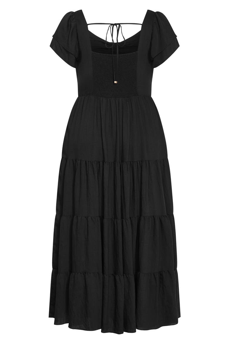 Leo Crinkle Midi Dress, Alternate, color, BLACK