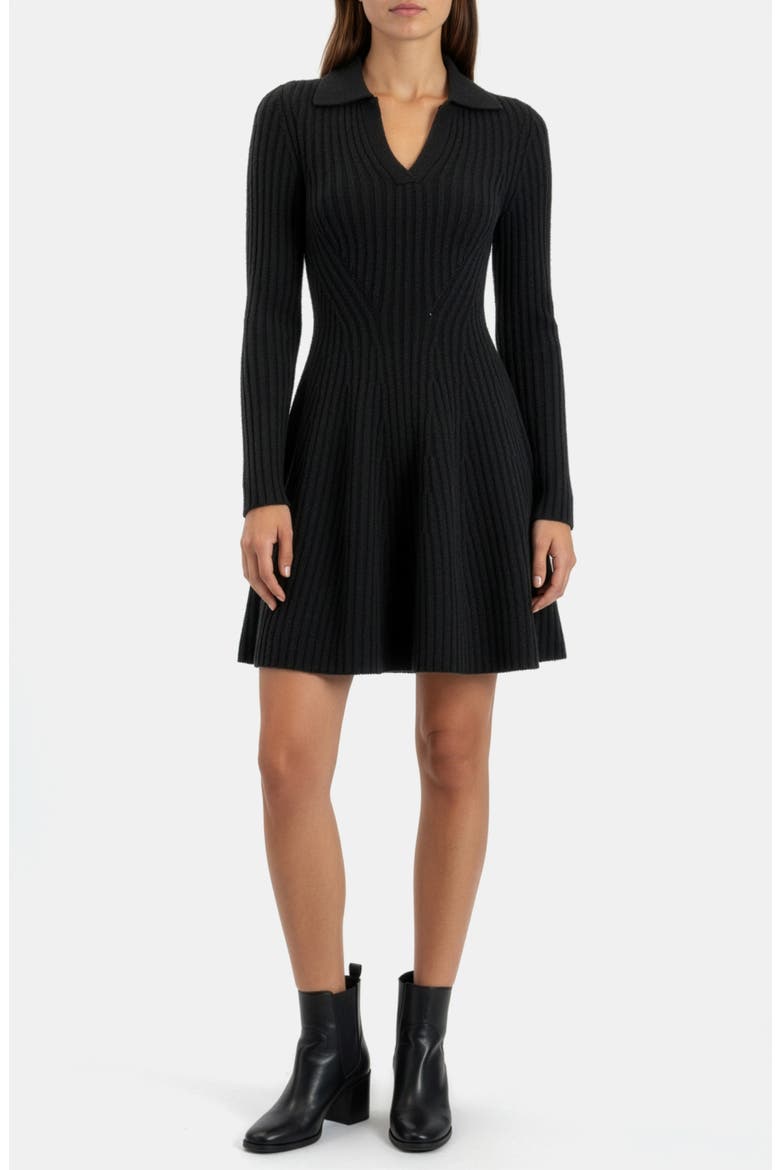 Long Sleeve Ribbed Sweater Dress, Alternate, color, BLACK