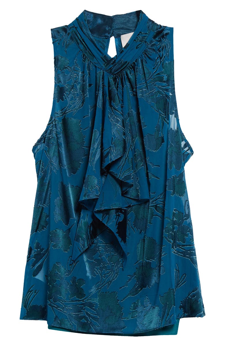 Cinq à Sept Keoni Floral Satin Burnout Top, Alternate, color, Ink Blue