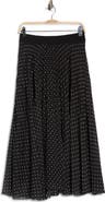 ELIE ELIE TAHARI Dot Print Chiffon Pleated Midi Skirt