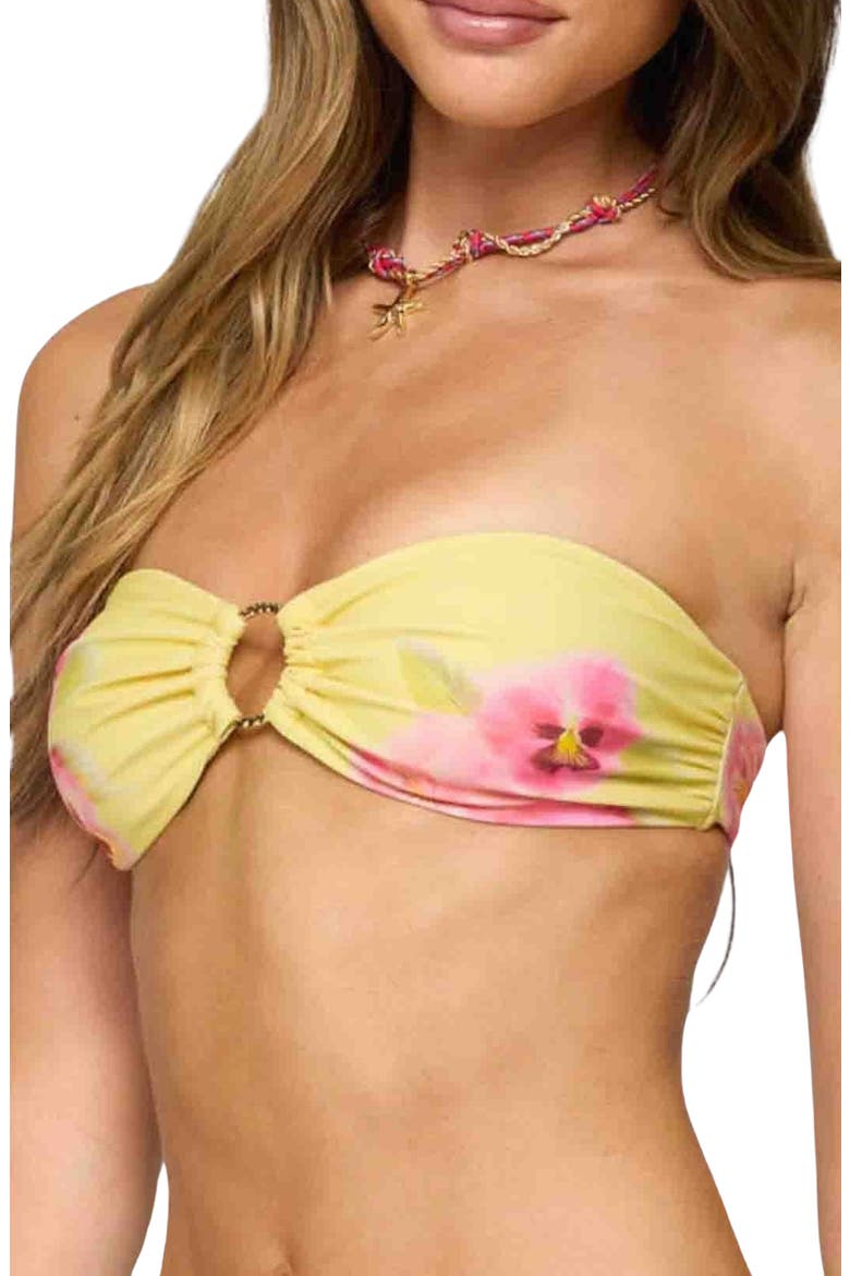 Miley Floral Bandeau Bikini Top, Alternate, color, YELLOW