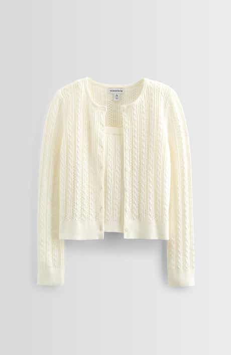 Nordstrom Kids' Cable Stitch Cardigan & Sweater Tank Set