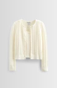 Nordstrom Kids' Cable Stitch Cardigan & Sweater Tank Set