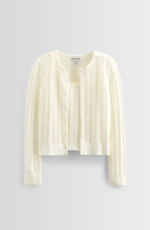 Nordstrom Kids' Cable Stitch Cardigan & Sweater Tank Set In White
