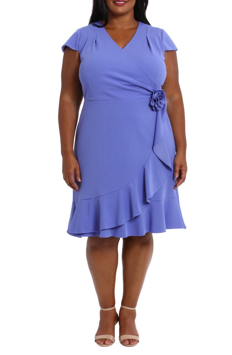 London Times Cap Sleeve Ruffle Dress, Main, color,