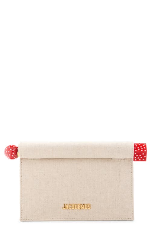 Jacquemus La Petite Pochette Rond Carré Canvas Clutch In Gray