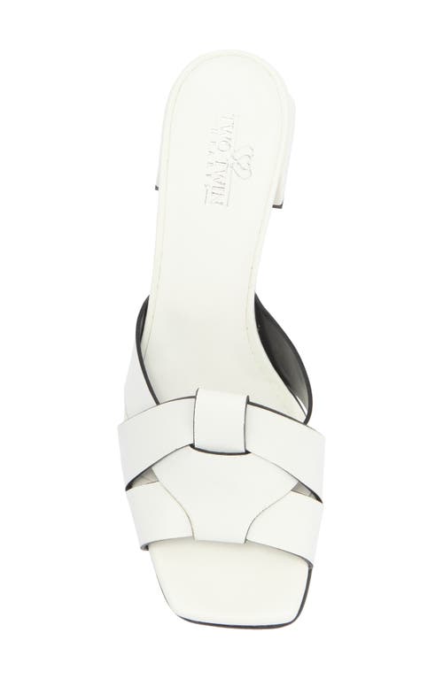 2 Twin Hearts Cross Band Block Heel Sandal In White