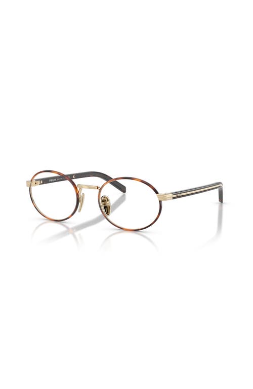 Prada 52mm Oval Optical Glasses In Gold