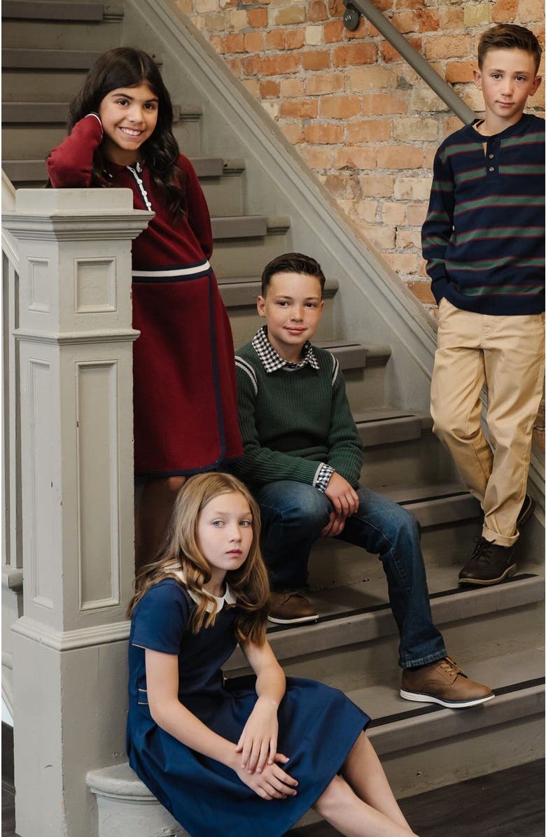 Hope & Henry Boys' Organic Sweater Henley with Elbow Patches, Kids, Alternate, color, 