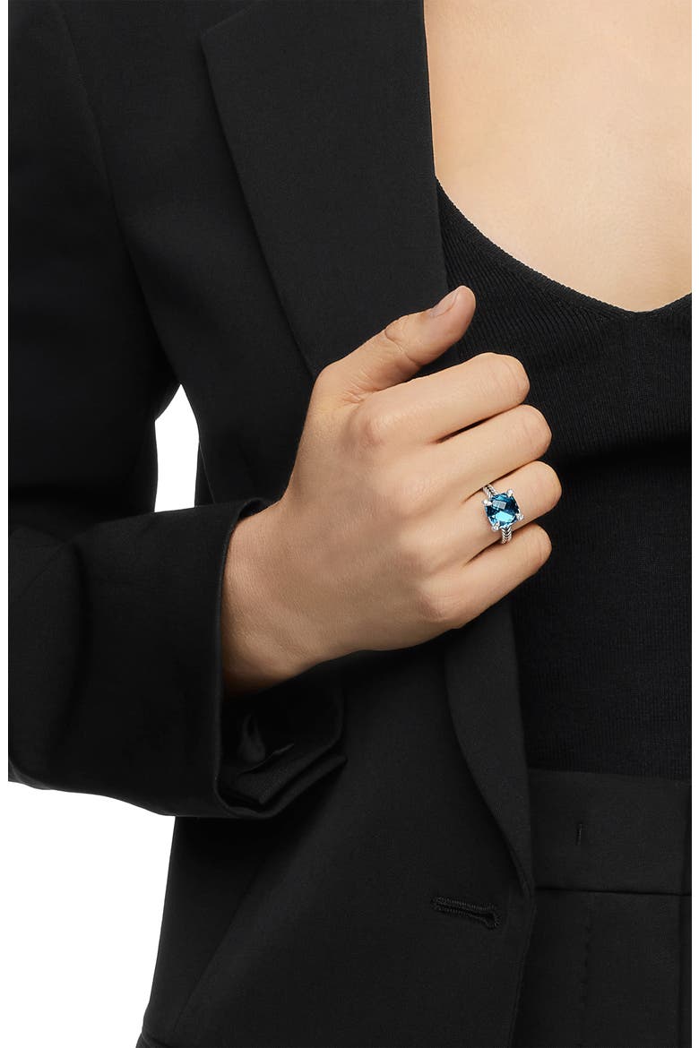Châtelaine Ring with Semiprecious Stone & Diamonds, Alternate, color, SILVER/ HAMPTON BLUE TOPAZ