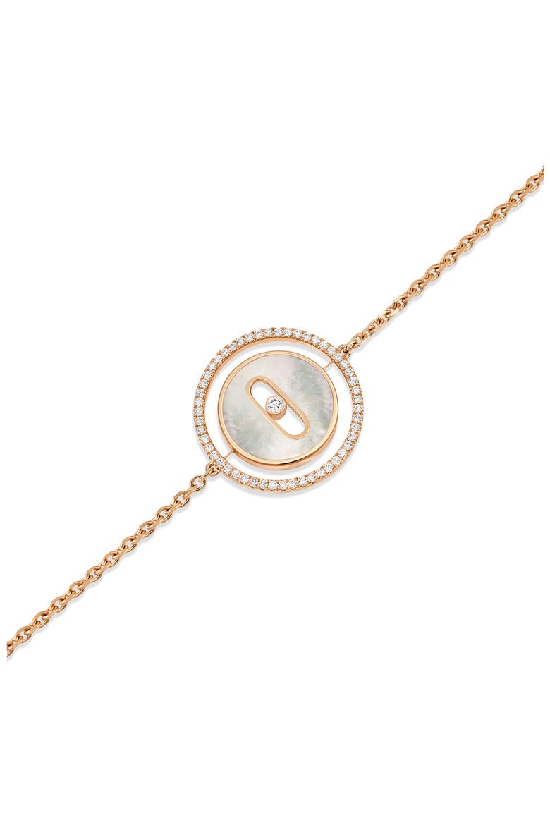 Lucky Move Mother-of-Pearl & Diamond Pendant Bracelet, Alternate, color, PINK GOLD