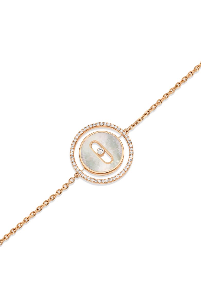 Messika Lucky Move Mother-of-Pearl & Diamond Pendant Bracelet, Alternate, color, Pink Gold