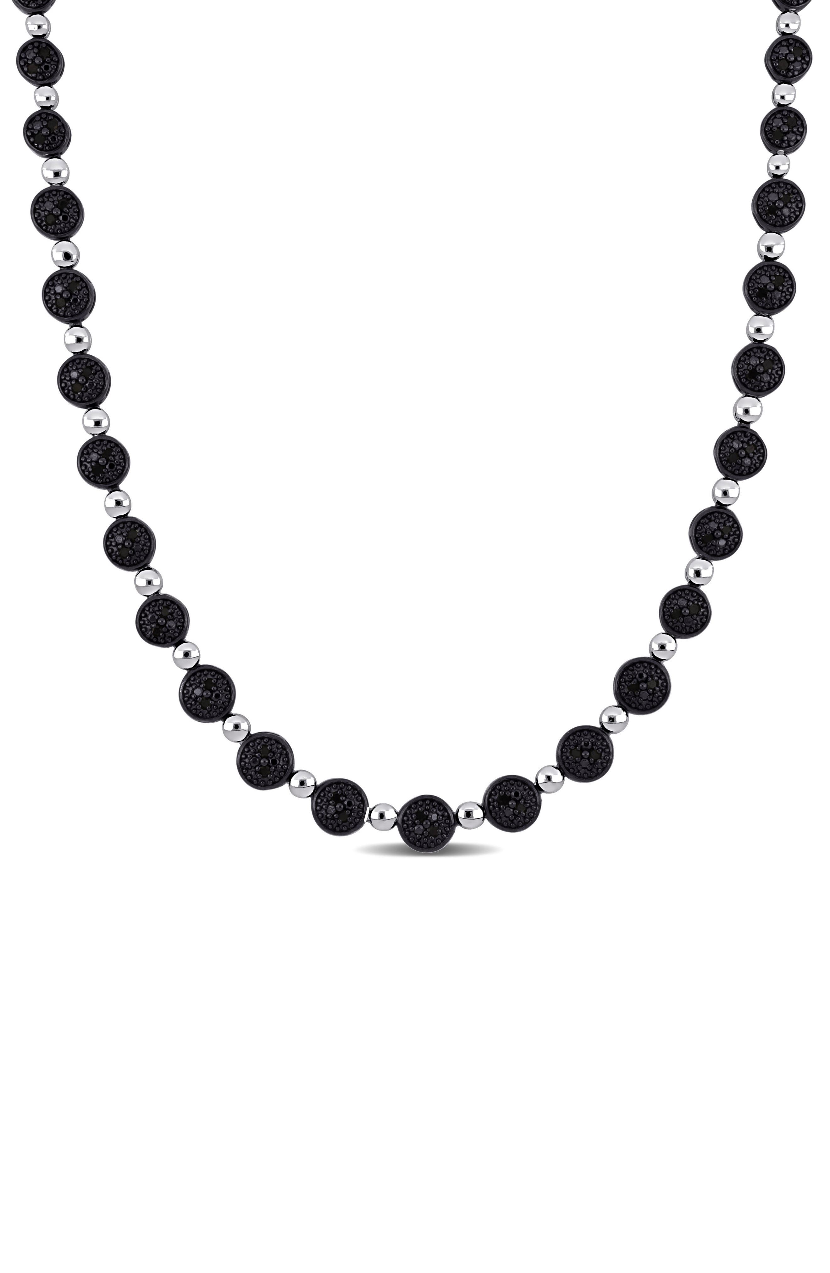 DELMAR Black Diamond Disc Necklace - 0.50 ctw