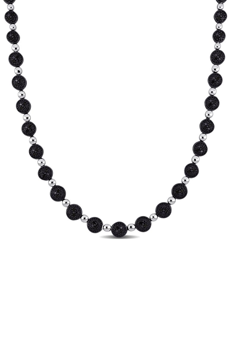 DELMAR Black Diamond Disc Necklace - 0.50 ctw, Main, color, Black