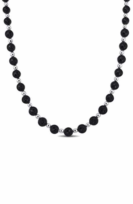 DELMAR Black Diamond Disc Necklace - 0.50 ctw