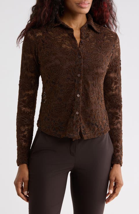 Lace Button-Up Shirt