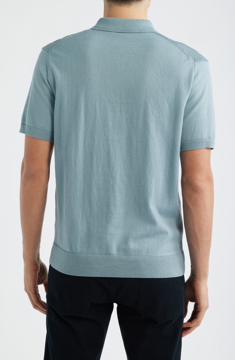 Bugatchi Quarter Zip Cotton Blend Polo Sweater, Alternate, color, Shark