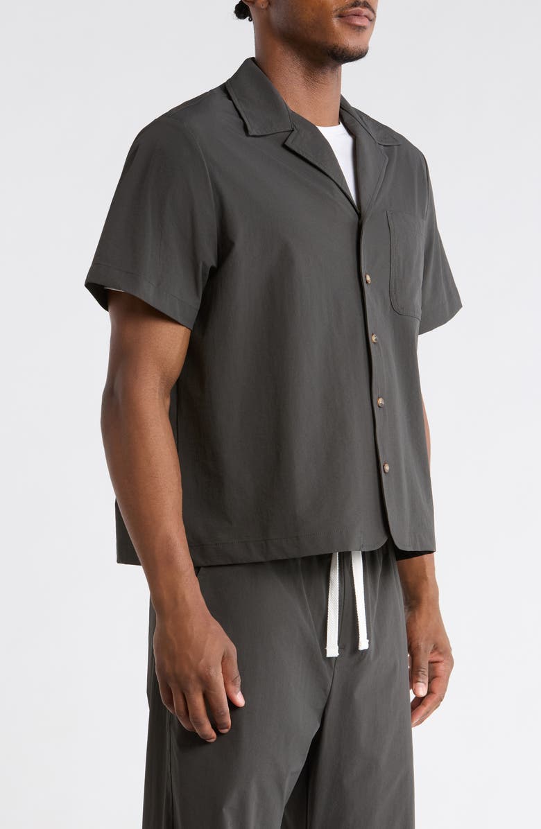 RIZORT Tim Stretch Nylon Camp Shirt, Alternate, color, Black