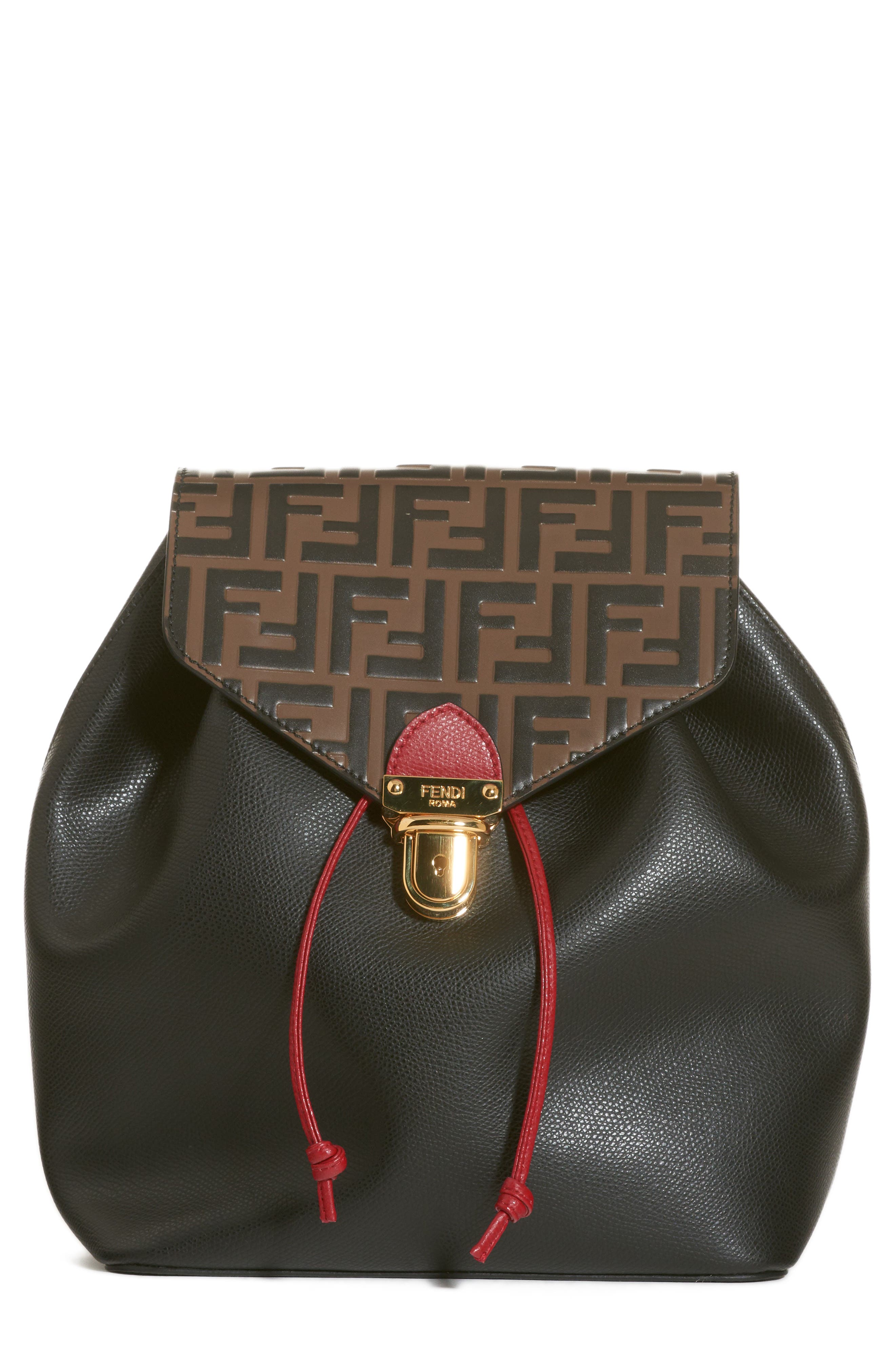 Fendi Cruise Bicolor Calfskin Leather Backpack, Main, color, 