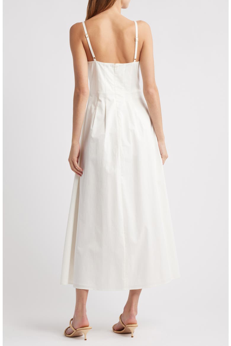 Ellaria Plunge Stretch Poplin Midi Dress, Alternate, color, OFF WHITE