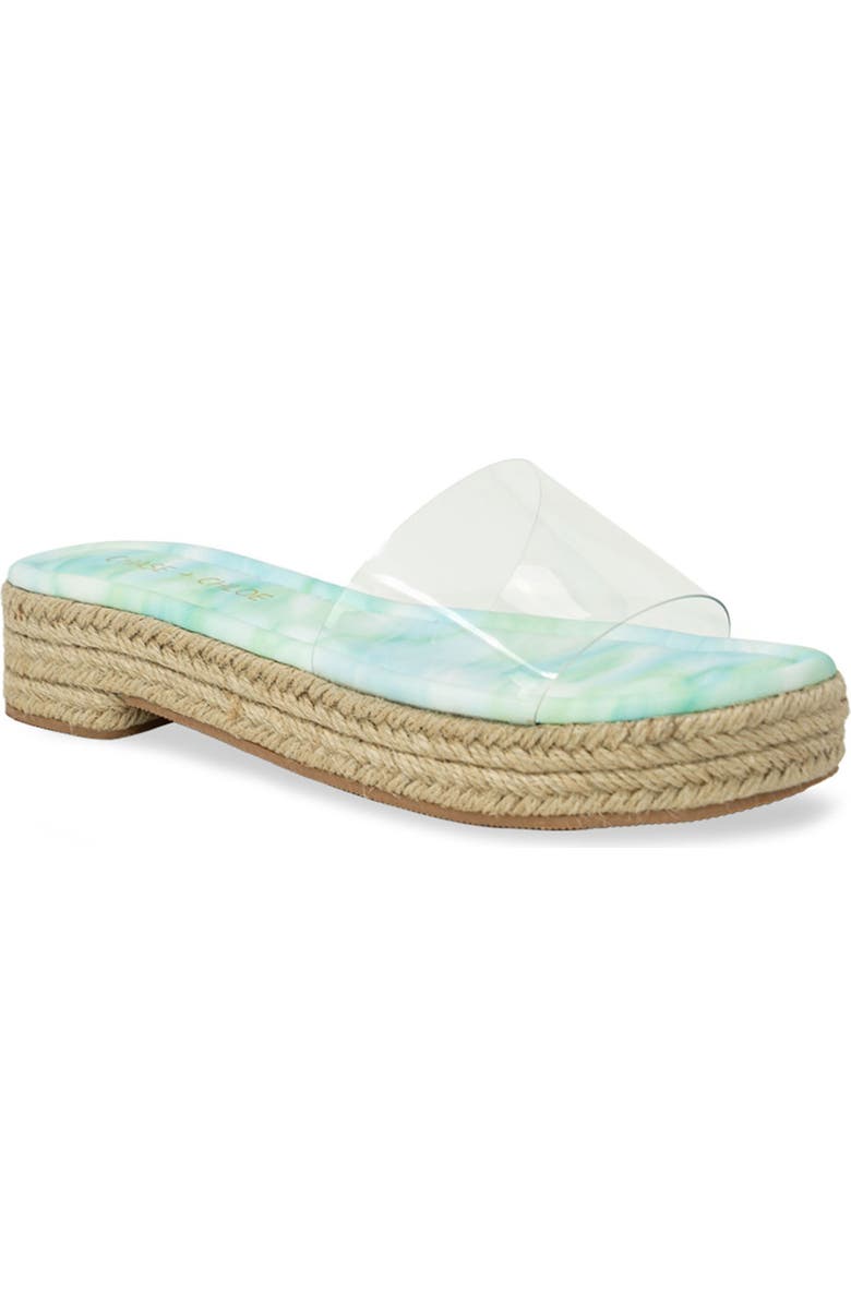 CHASE AND CHLOE Clear Platform Slide Sandal, Main, color, Clear/ Green Tie Dye