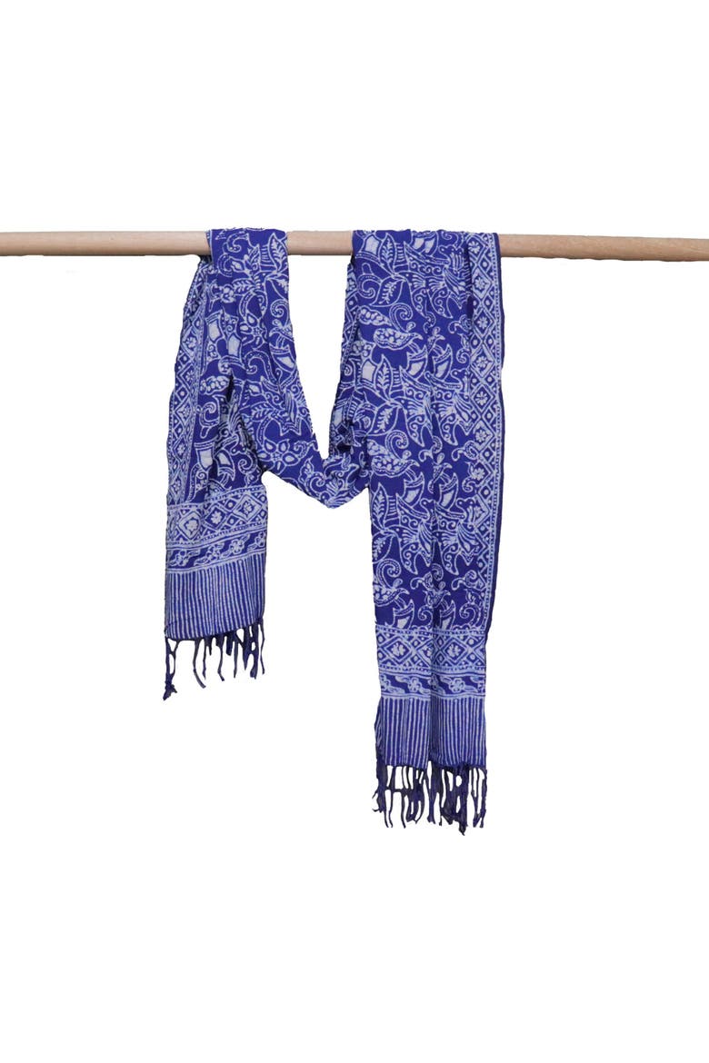 Handmade Batik Scarf, Alternate, color, Wings Blue