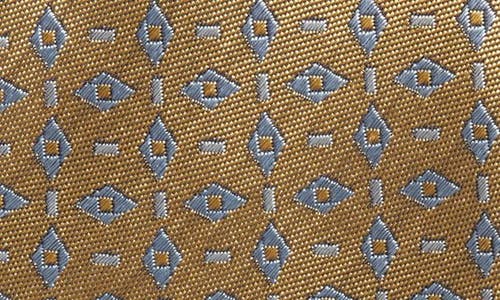Canali Pattern Silk Tie In Yellow
