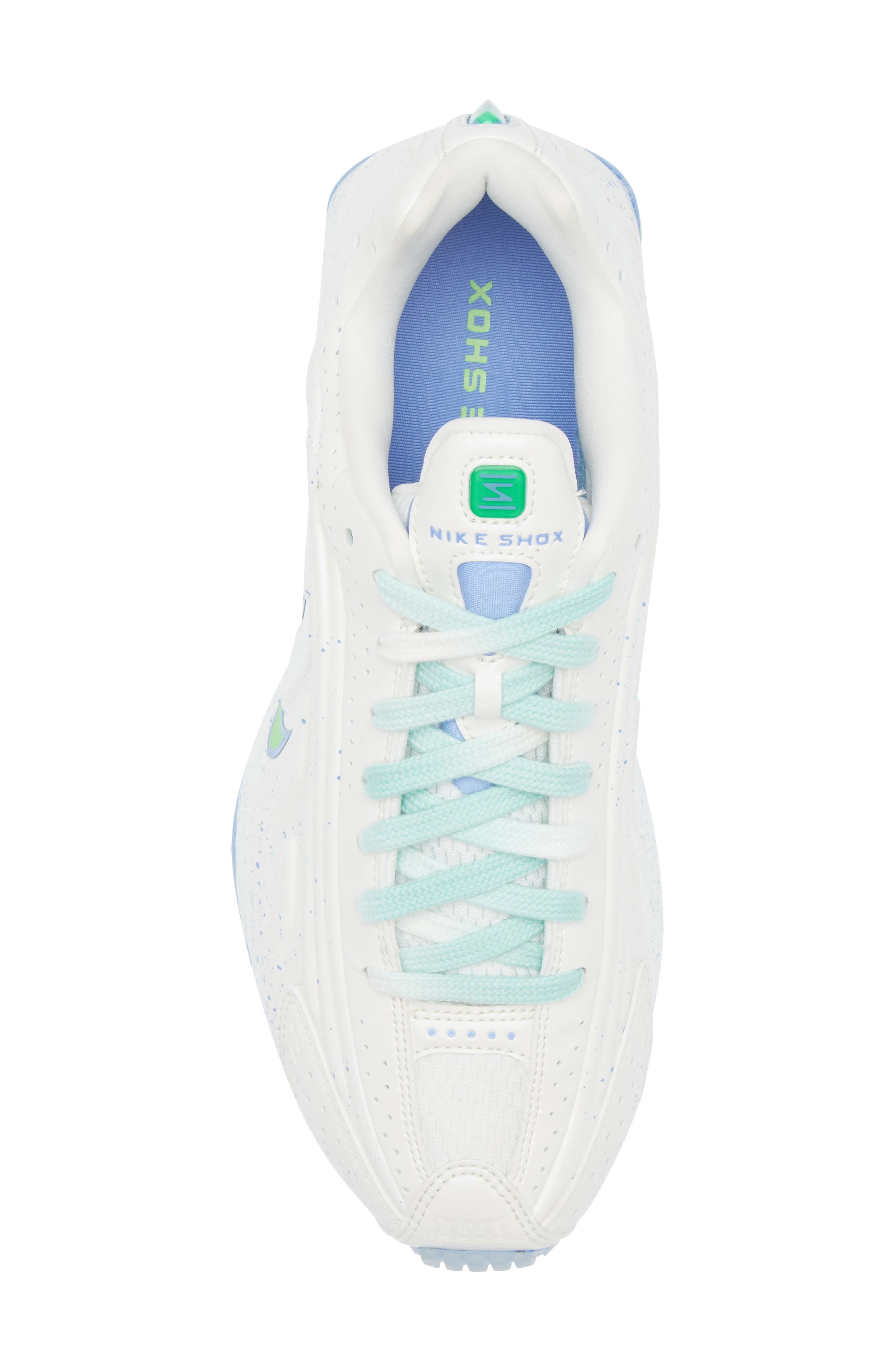 Nike Shox R4 Sneaker, Alternate, color, Summit White/ Green/ Royal