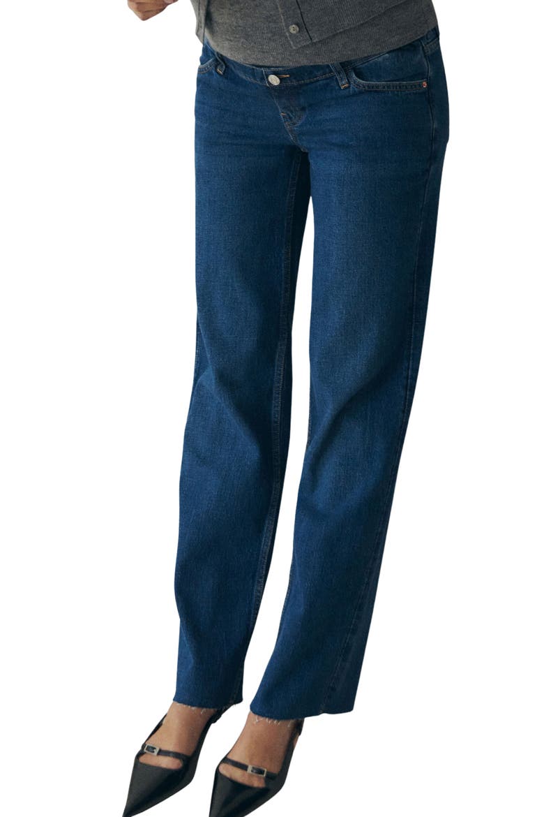 Over the Bump Raw Hem Wide Leg Maternity Jeans, Main, color, MEDIUM BLUE