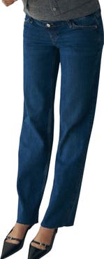 MANGO Over the Bump Raw Hem Wide Leg Maternity Jeans