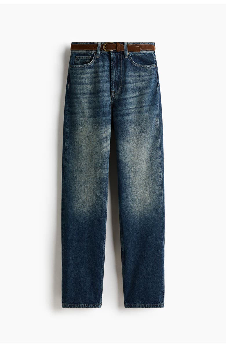 H&M Straight High Jeans, Main, color, Washed Denim Blue