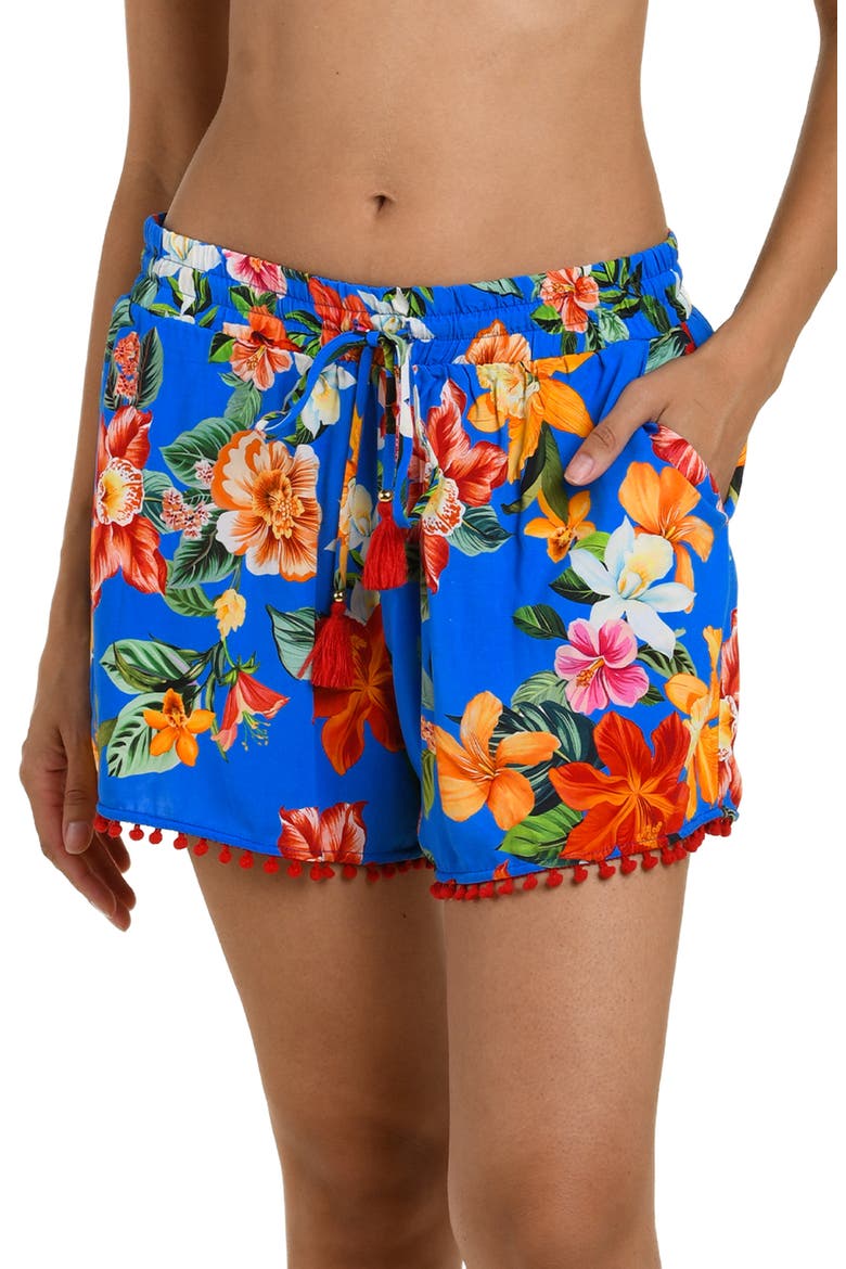 Modern Cover-Up Beach Shorts, Alternate, color, BLUE MULTI