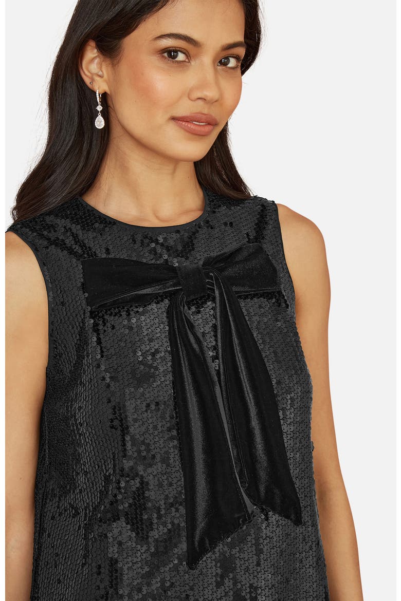 Sequin Bow Tunic Shift Dress, Alternate, color, Black