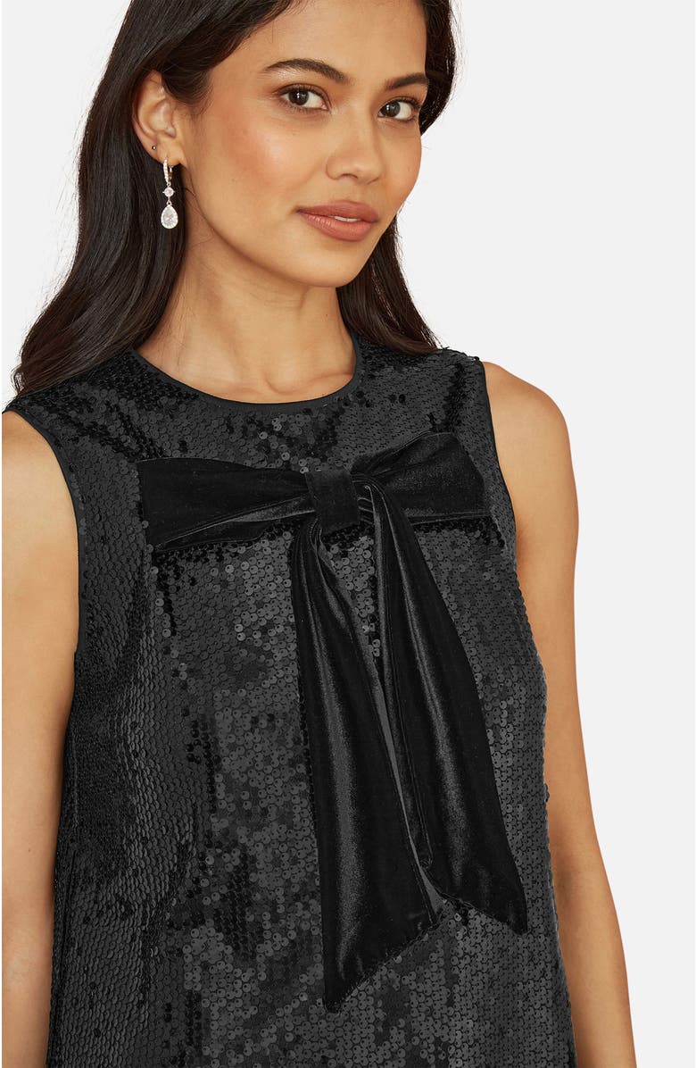 Yumi Sequin Bow Tunic Shift Dress, Alternate, color, Black