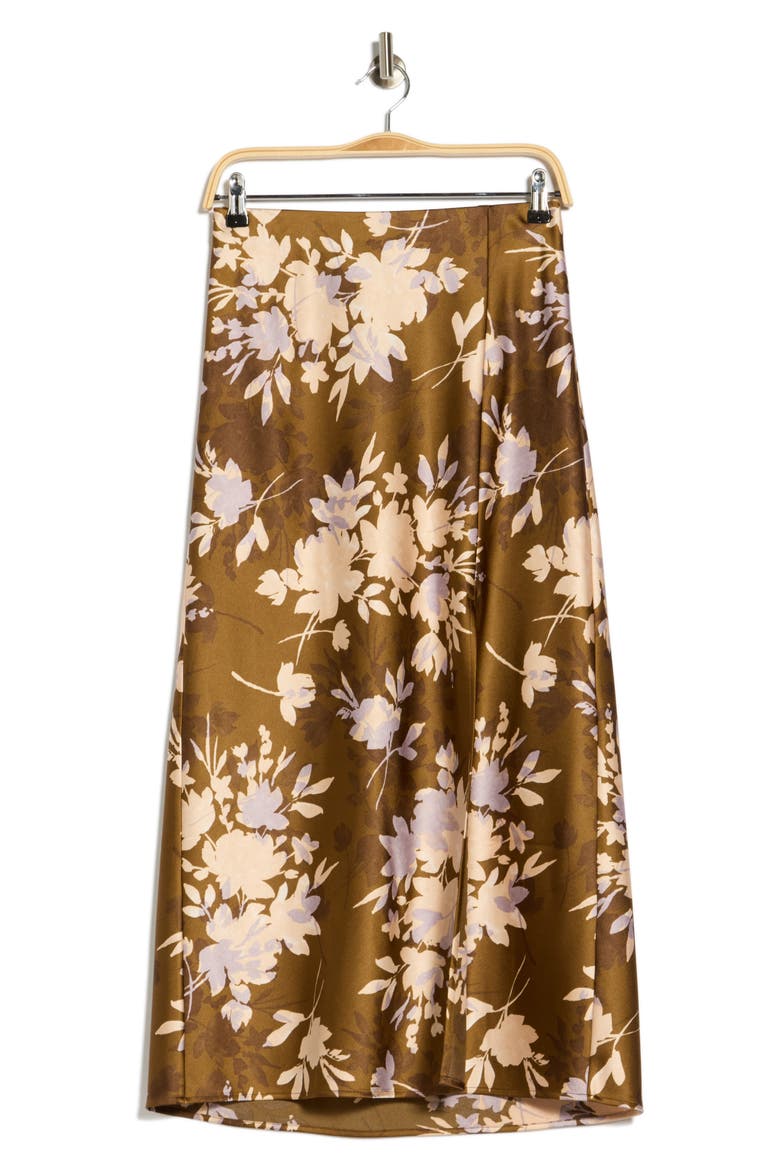 Front Slit Satin Skirt, Alternate, color, CHEYENNE