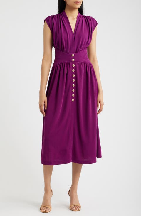 V-Neck Midi Dress