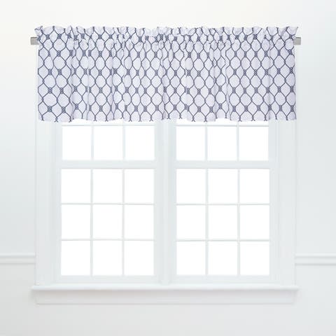 Navy & White Nautical Knots Cotton Set of 2 Window Valance Curtains 16" x 72"