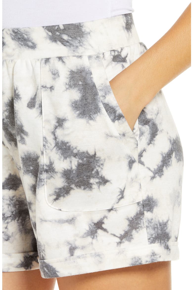 Double Knit Lounge Shorts, Alternate, color, BLACK TIE-DYE