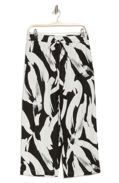 Dkny Patterned Linen Blend Pants In White