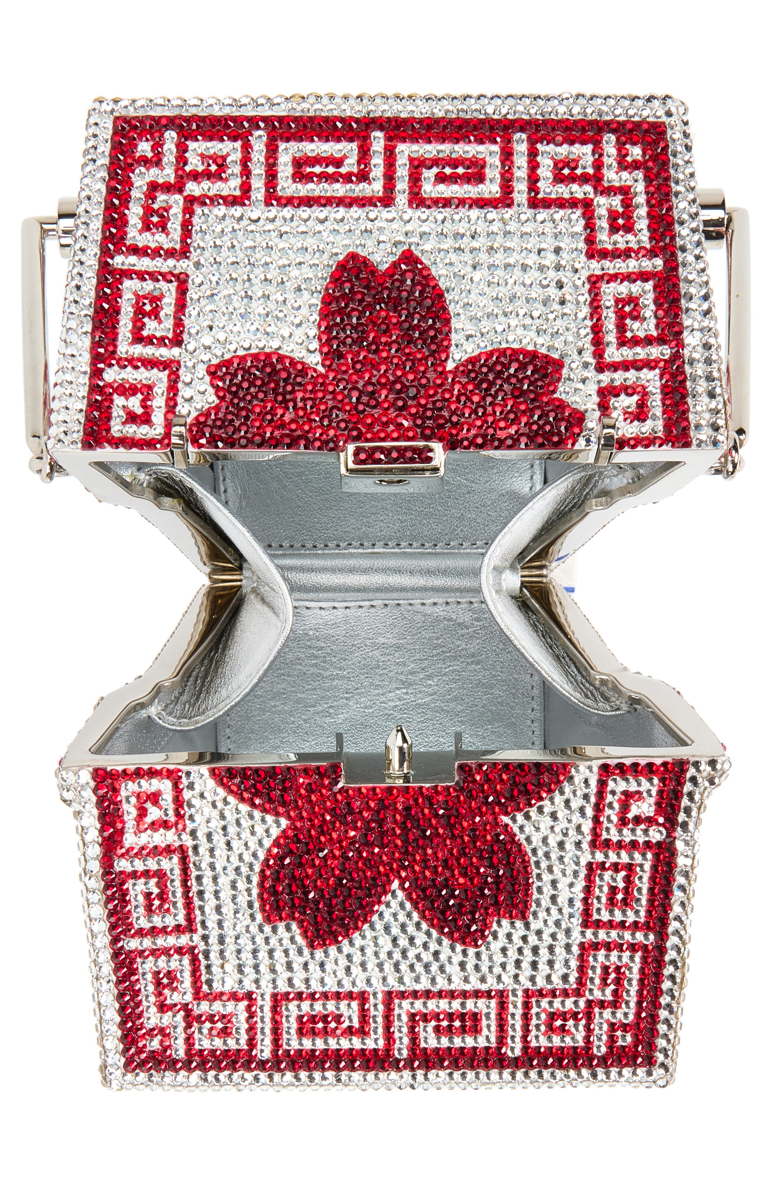 JL's Take Out Box Crystal Evening Bag, Alternate, color, SILVER LIGHT SIAM MULTI