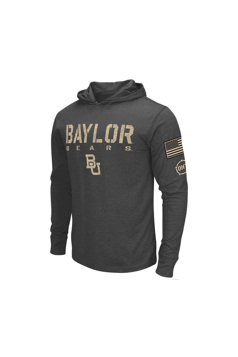 Men's Colosseum Heather Black Baylor Bears Team OHT Military Appreciation Long Sleeve Hoodie T-Shirt, Alternate, color, Black