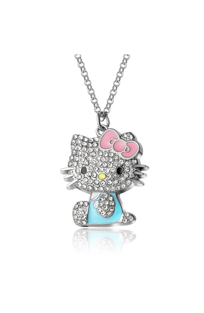 Hello Kitty Pave Crystal Pendant Necklace, 16"+3", Main, color, Crystal